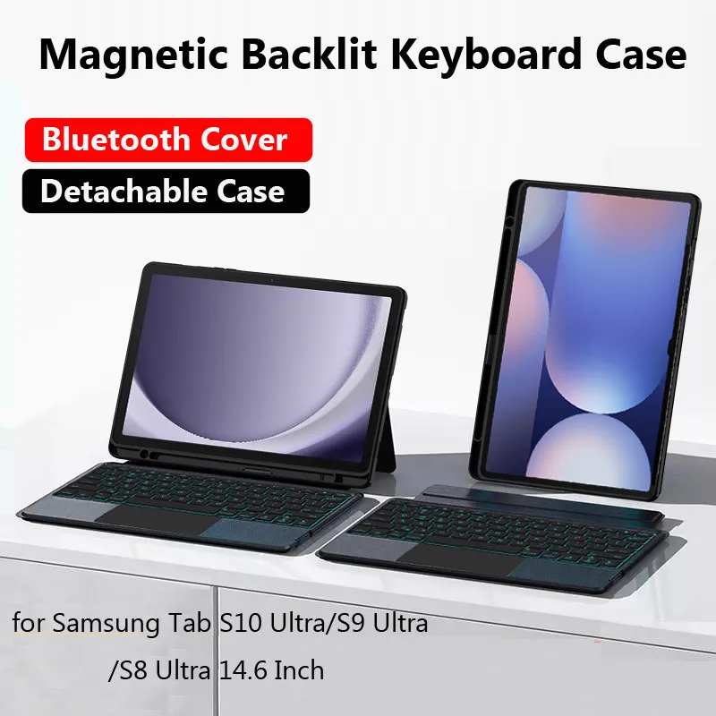 Magnetic Keyboard Case for Samsung Tab S10 Ultra/S9 Ultra/S8Ultra 14.6 Inch Case for Galaxy Tab S10 Plus/S9+/S8+/S7 FE 12.4 Case