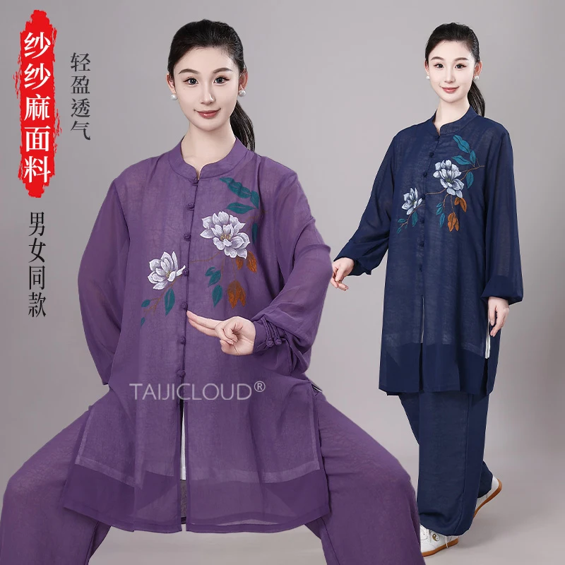 2025 Chinese Style Tai Chi Uniform - Women's Wing Chun Kung Fu Suit for Morning Group Practice & Performance (Spring Autumn)