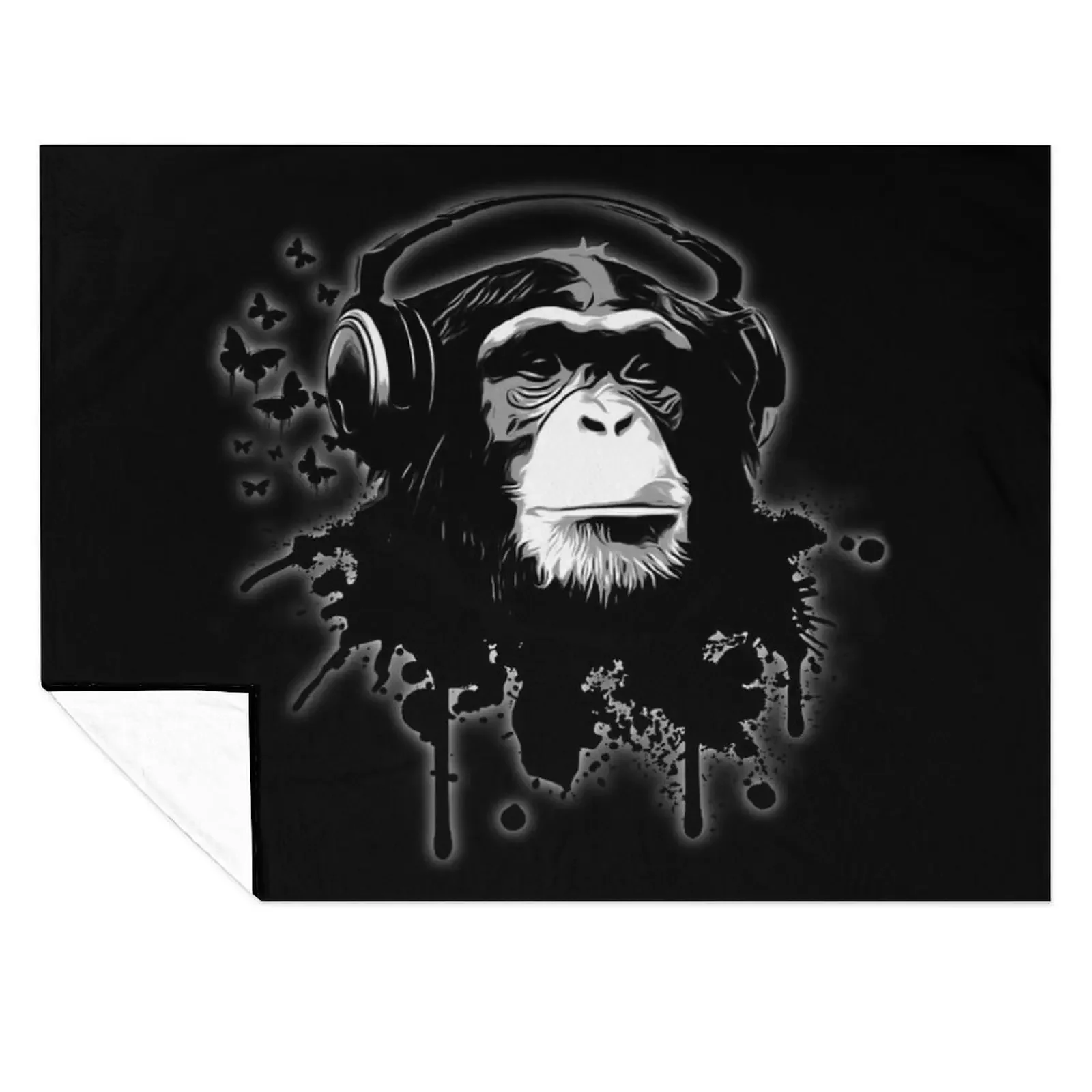 

Monkey Business - Black Throw Blanket for sofa Flannel Decoratives Soft Plush Plaid Blankets