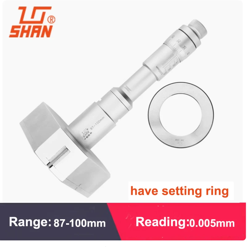 SHAN brand Three Claw Inner Diameter Micrometer Three-Point Internal micrometer with ring gauge measuring instrument