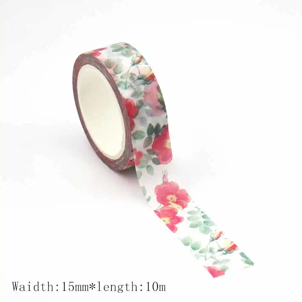 10PCS/lot 15mm*10m Vintage Floral Washi Tape DIY Scrapbooking Paper Photo Album Adhesive Stationery Masking Tape stickers