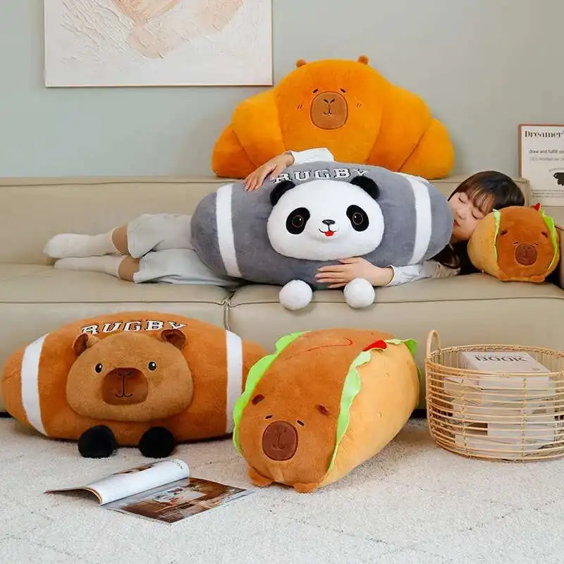 

Веселая капибара, оливковая плюшевая игрушка, панда, оливковая кукла, круассан, хот-дог, капибара, плюшевая подушка, диванная подушка, домашний декор, подарок для ребенка