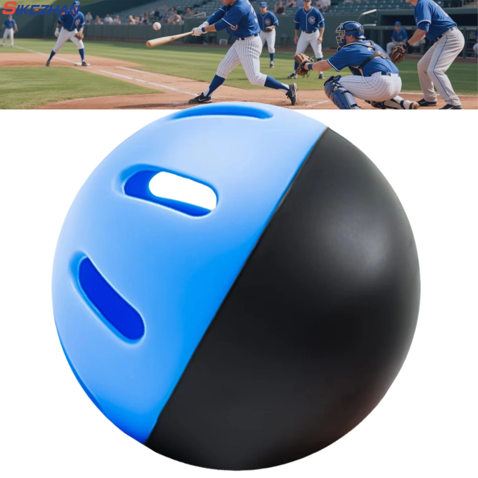 5PCS Baseball Practice Balls 74MM Super Soft Indoor & Outdoor Auxiliary Balls EVA Hollow Hole Balls Black & Blue Duplicates