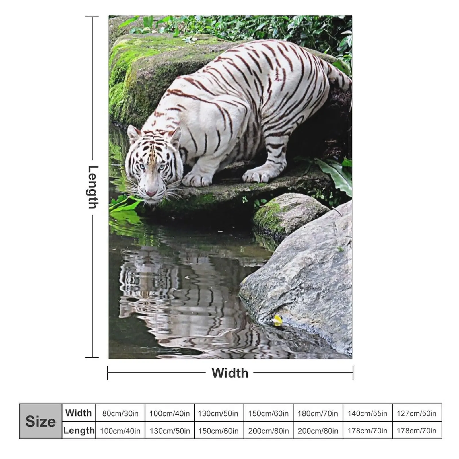 White Tiger and Reflection Throw Blanket Beach for babies Decorative Sofas Blankets