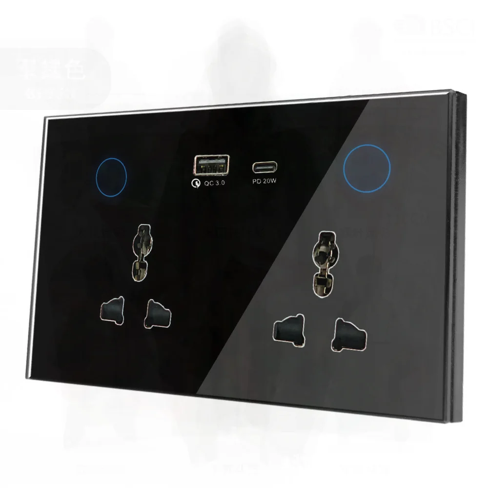 Graffiti Smart Switch Tipo 147 Presa WiFi Telecomando universale Ricarica rapida Zigbee/USB Multi-paese Compatibile per Smart