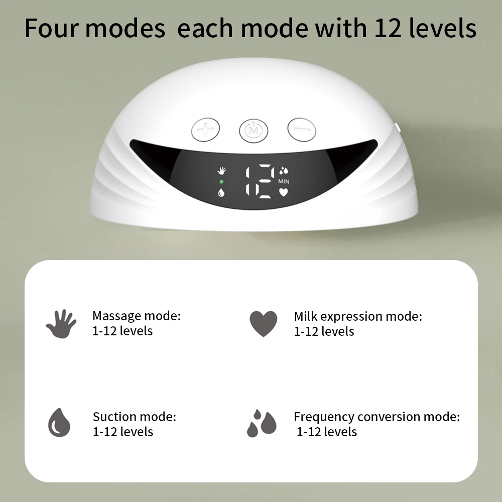 Wearable Breast Pump Hands Free Electric Breast Pumps Comfort Milk Collector with LED Display 4 Modes & 12 Levels Milk Pum