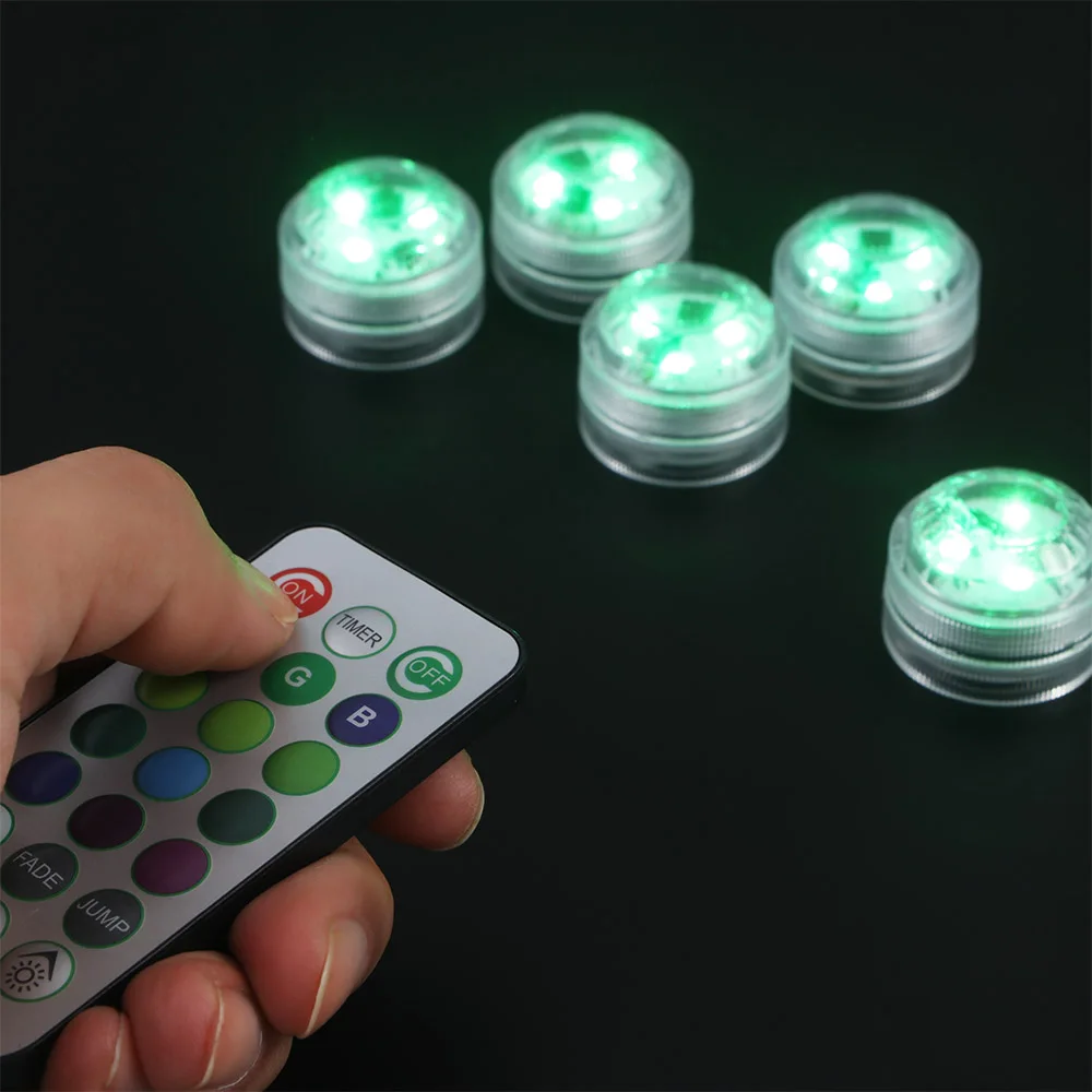 LED Light Remote Control Night Lights For Wedding Tea Light Hot Tub Pond Pool Bathtub Aquarium Party Vase Decor