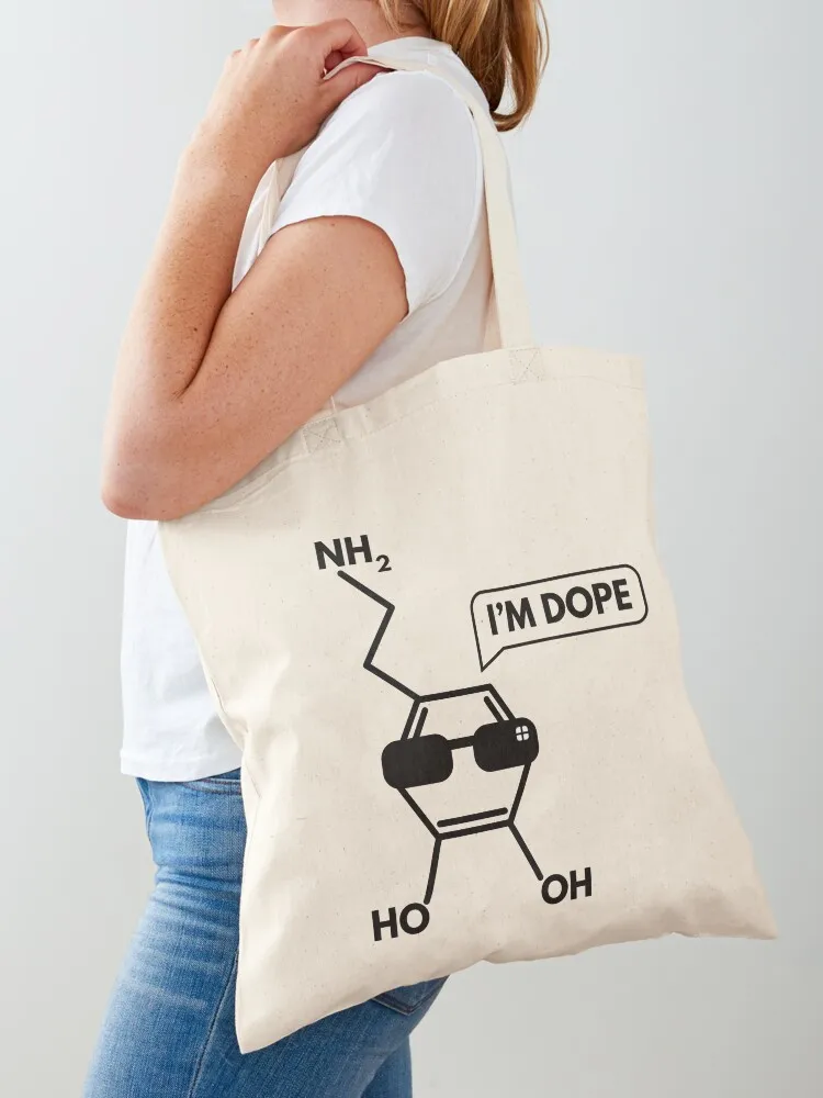 Dopamine Molecule He is Dope Tote Bag shopping cart bags Woman shopper bag tote bag men