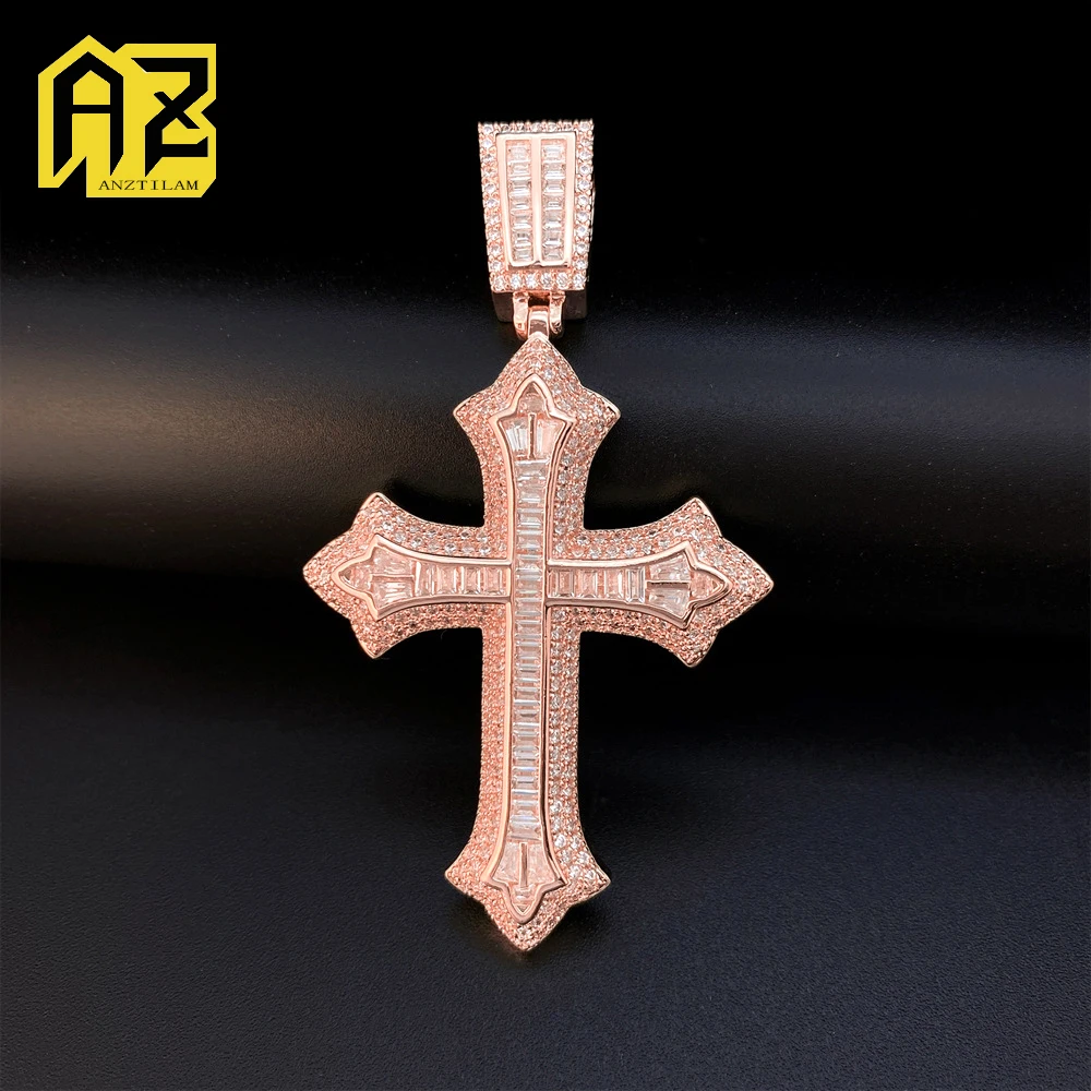 

Baguettes Cross Pedant Iced Out Necklaces For Men Women Bling Zircon Necklace Hip Hop Jewelry Free Shipping