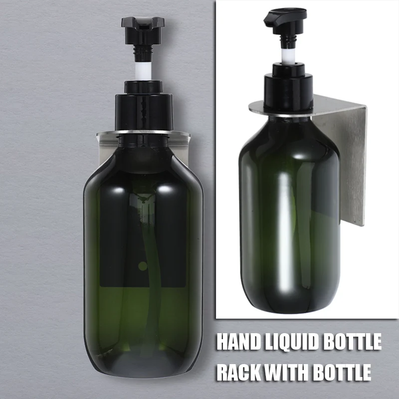 

Stainless Steel Soap Dispenser Bathroom Holder Bottles Hand Mount Shampoo Manual Liquid Hand Liquid Bottle Rack With Bottle