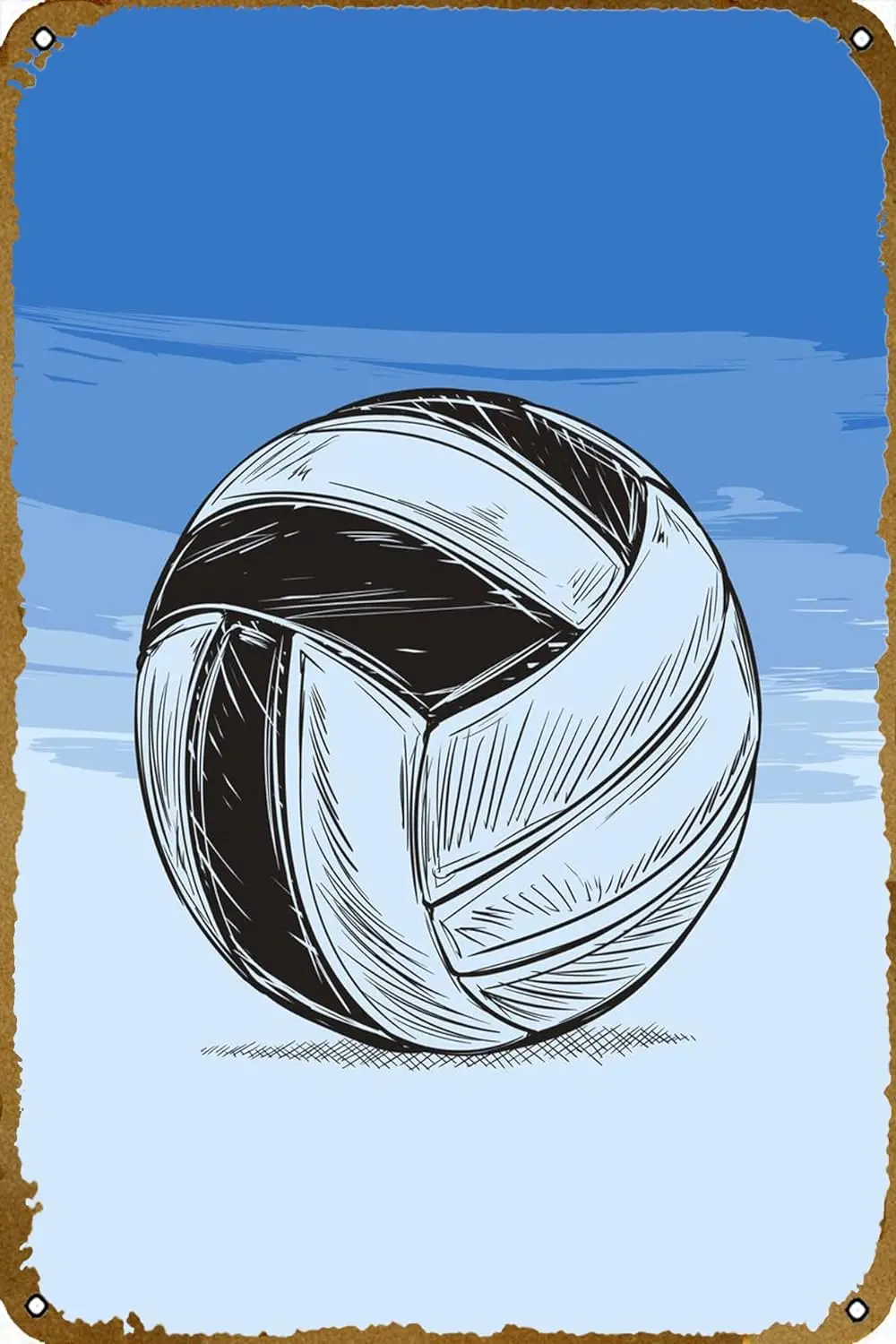 Sketch Volleyball Ball Poster Retro Metal Tin Vintage Sign 12 X 8 Inch Home Bar Man Cave Wall Decor