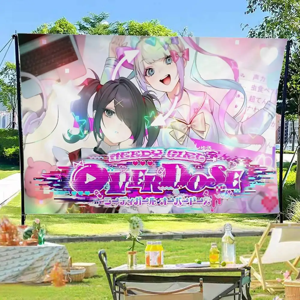 Visual Novel Needy Girl O-Overdose Game Banner Art Printing Japanese Wall Flag Anime Wall Hanging Home Decor