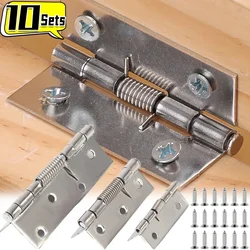 10/1Set Self Closing Spring Hinge Stainless Steel Door Hinges with Screws Boxes Windows Cabinet Furniture Hardware Accessories