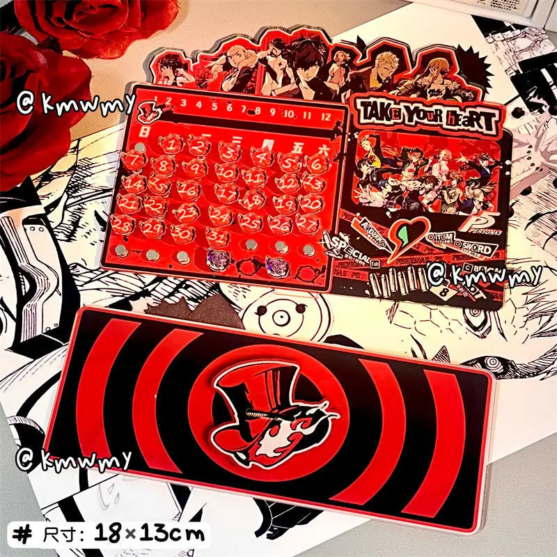 Anime Persona 5 Desk Calendar P5 Amamiya Ren Magnetic Perpetual Diy Acrylic Calendar Acrylic Calendar Ornament Decoratio Toys