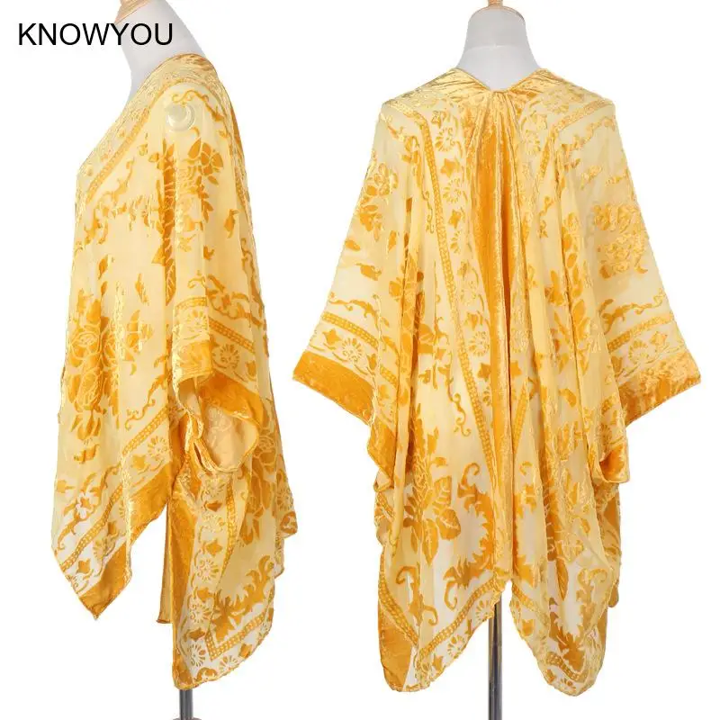 

Women Big Size Shawl Velour Jacquard Pashmina Bohemian Style Kimono Robe Lady Long Purple Tassel Beach Cover-Up Soft Wraps