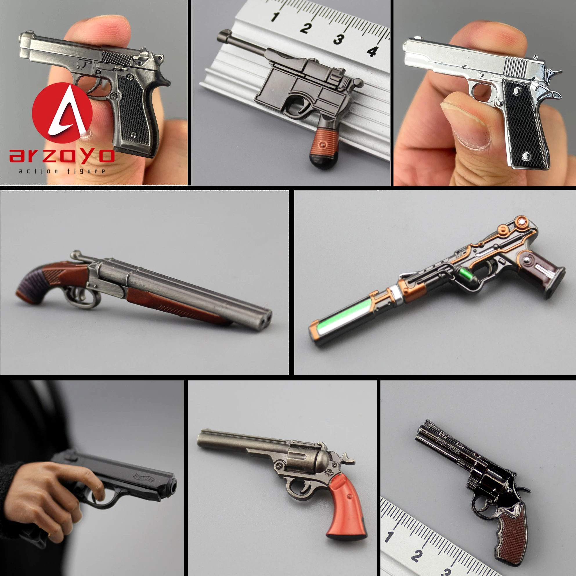 재고 있음 1/6 스케일 M1911 M1896 QSZ92 P38 PPK 리볼버 권총 권총 미니 모델 맞는 12'' 군인 액션 피규어 바디 인형