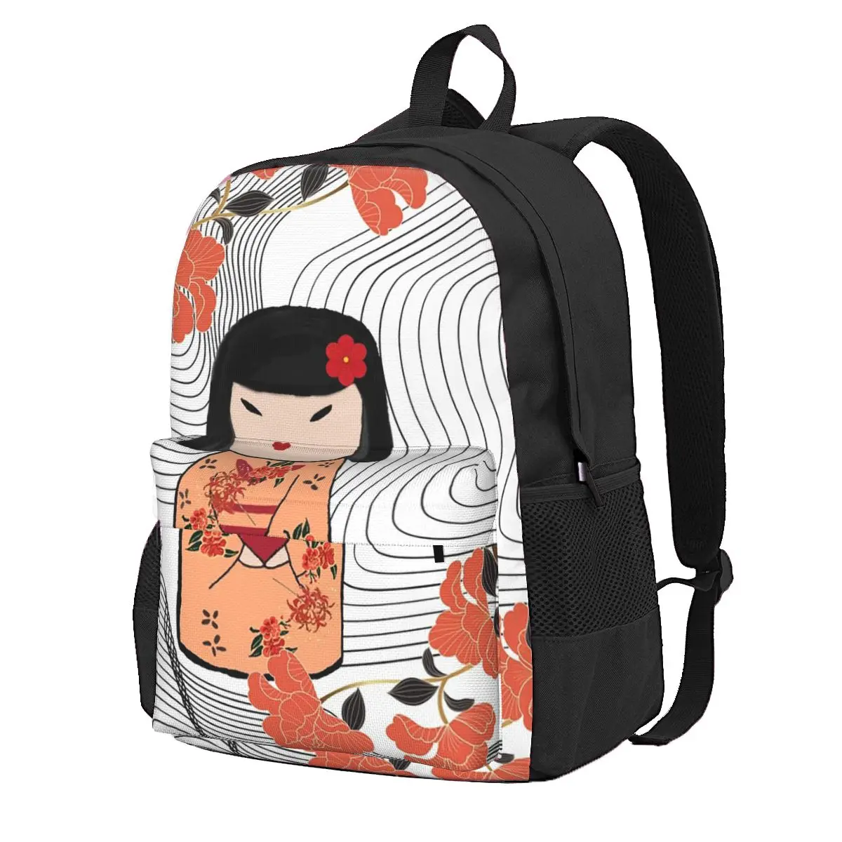 

Japanese Doll Student Backpack School Bag Hiking Travel Daypack for Boys Girls Fashion Bookbag Shoulder Bags