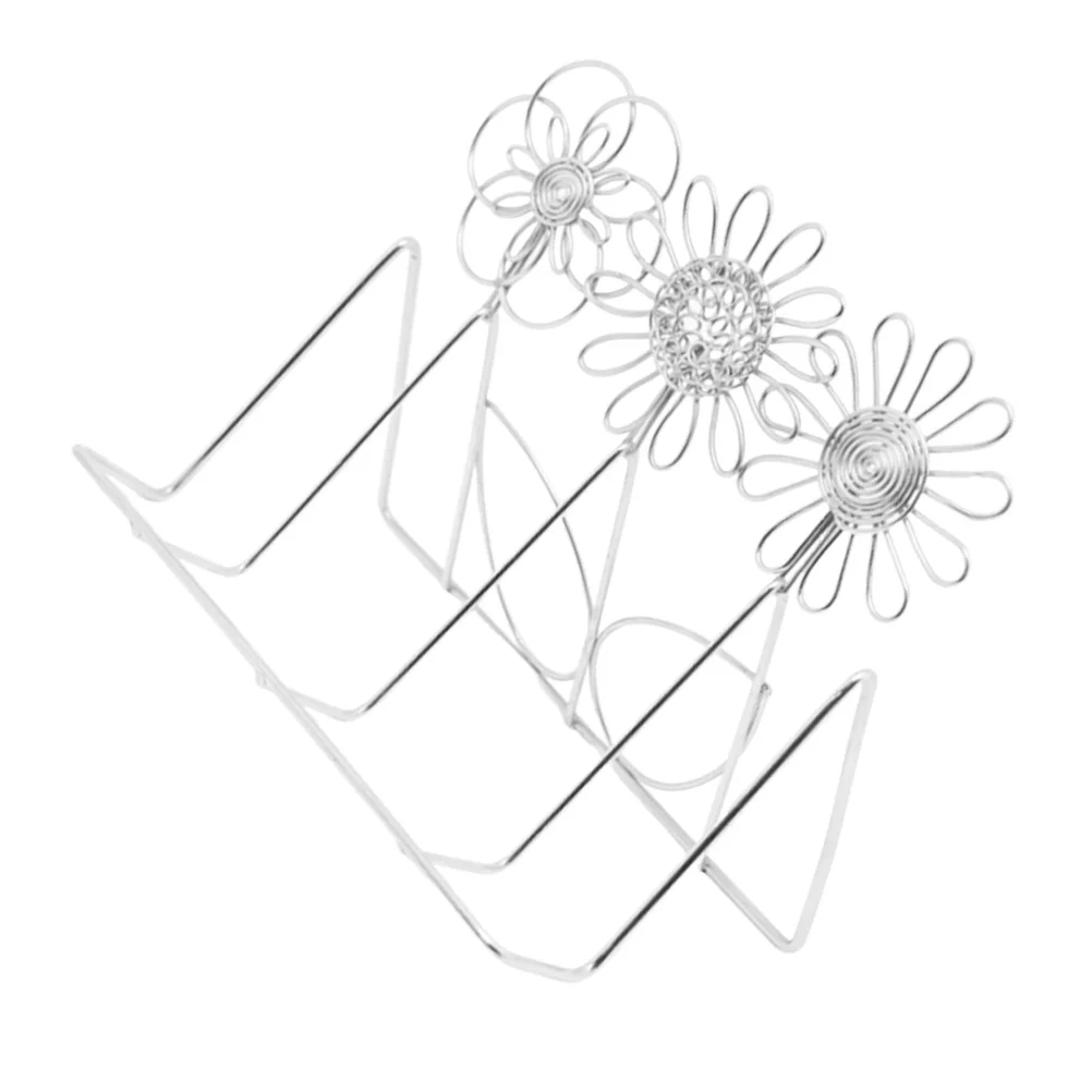 Stainless Steel Vertical Card Holder Desktop Organizer Phone Stand Office Card Storage Rack Compact Design