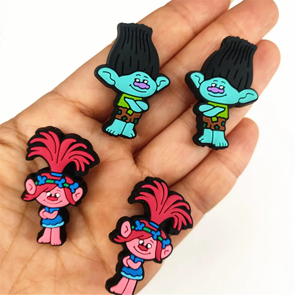 5pcs cartoon PVC trolls poppy Focal Beads for DIY bracelet necklace anklet pen Accessories