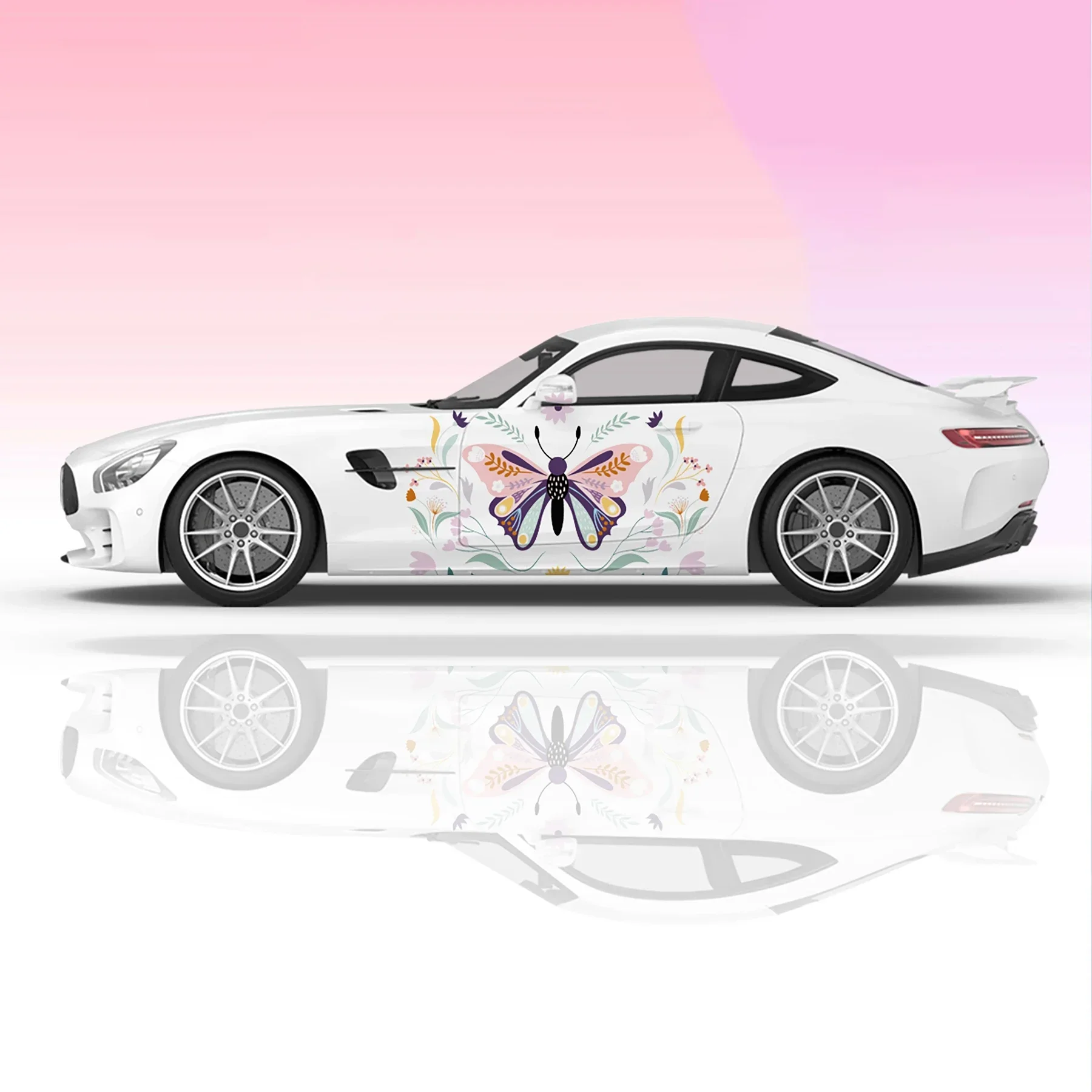 Beauty Butterfly Bird Racing Car Graphic Decal Full Body Vinyl Wrap Modern Design Vector Image Wrap Sticker Decorative Car Decal