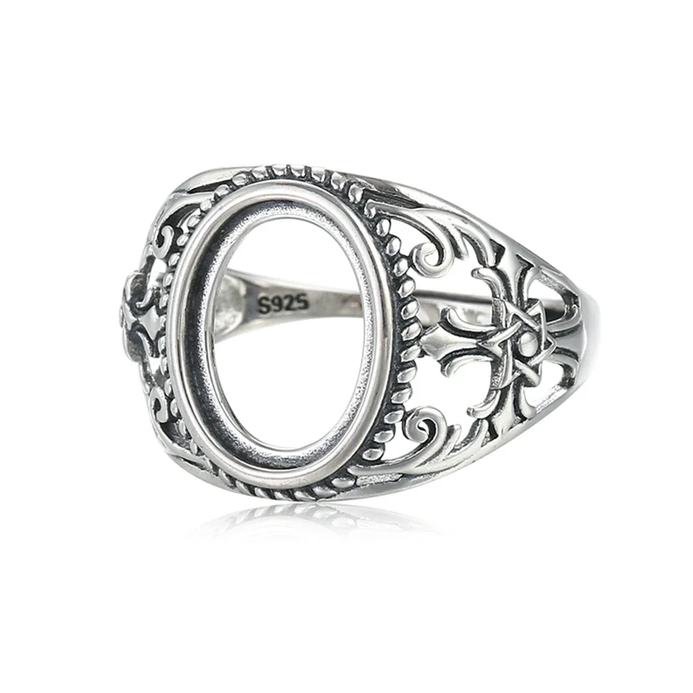 

Ring Base for 9.5x12mm Oval Cabochons Ring Blank Thai Sterling Silver Adjustable Band Ring Setting