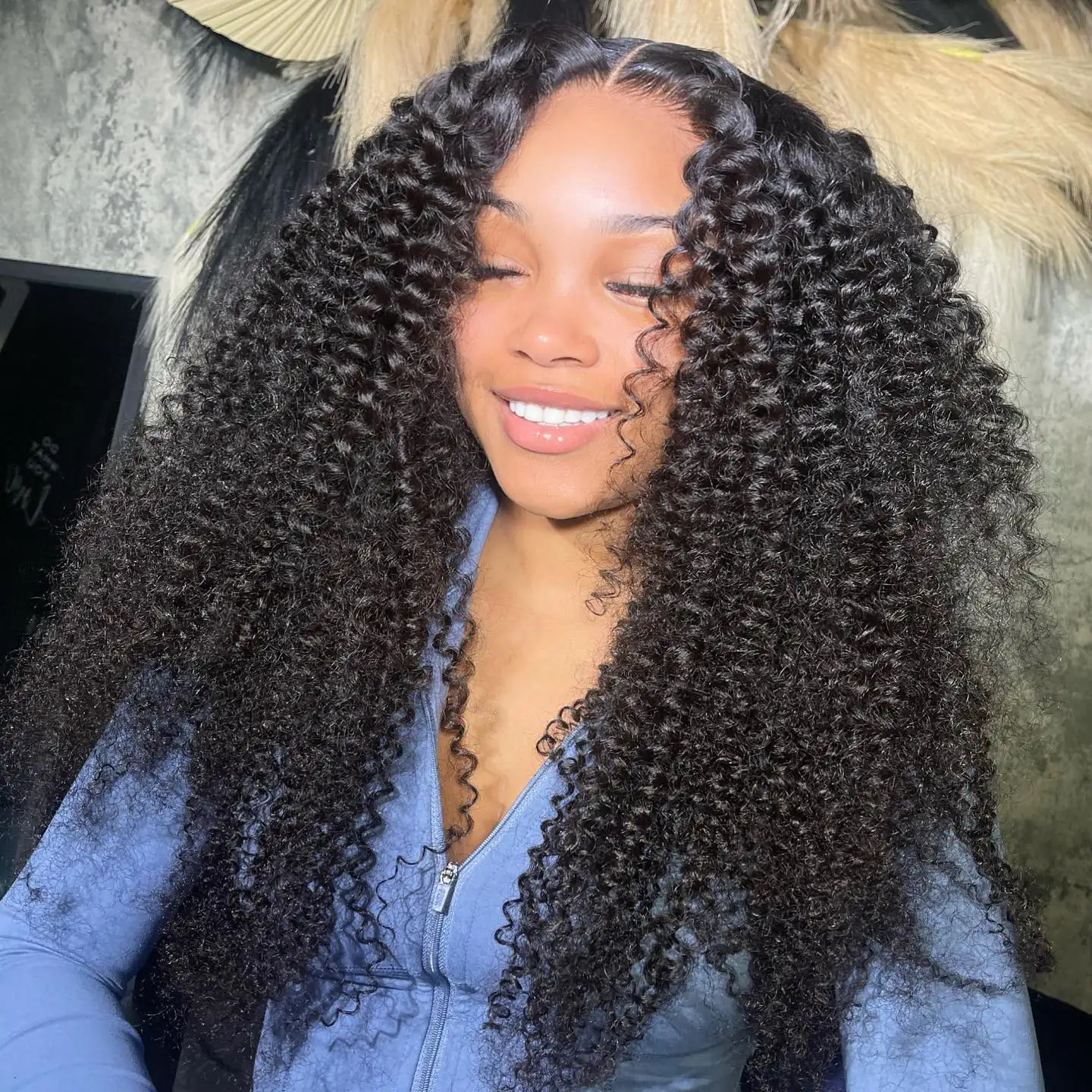 

Bouncy Kinky Curly 13x6 13x4 Real HD Lace Front Glueless Wig 15A Super Double Drawn 100% Remy Human Hair Wigs Wear To Go