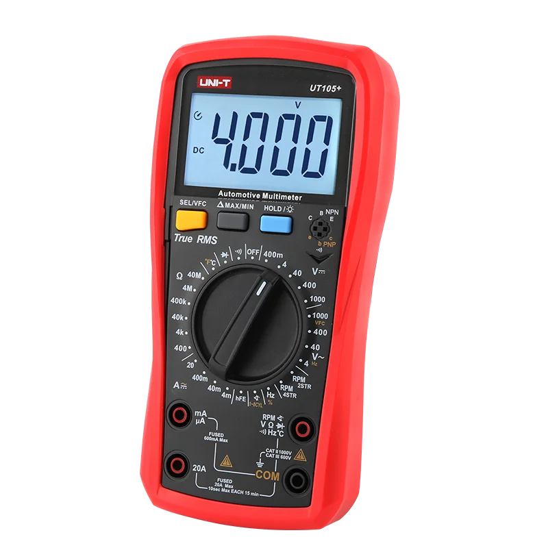 UNI-T UT105+ UT107+Automotive Multimeter True RMS Voltmeter Tach Dwell RPM VFC Frequency Temperature detection