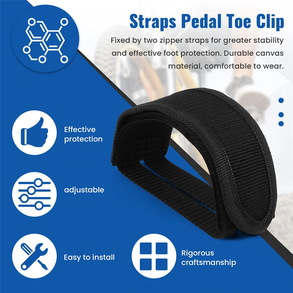 BVBV Soldier Fixed Gear Fixie BMX Bike Bicycle Anti-slip Double Adhesive Straps Pedal Toe Clip Strap Belt black