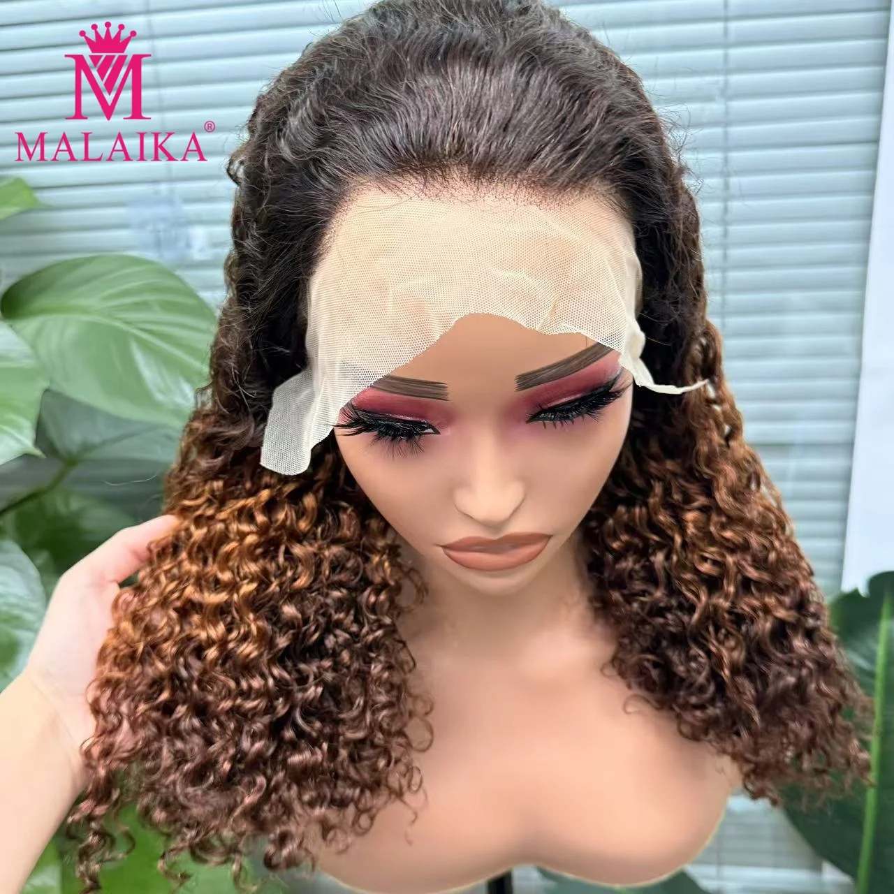 

Malaika Water Wave Human Hair Wig Ombre Colored 13x4 Lace Front Transparent Human Hair Wig 250% Density 20 inch For Black Women