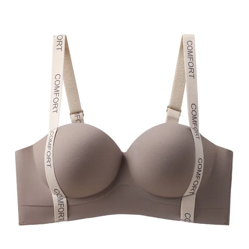 Non-mark Underwear Women Gather Small Chest Flat Chest Large No Steel Ring on The Support Bra Set Breast Anti-sagging Bra