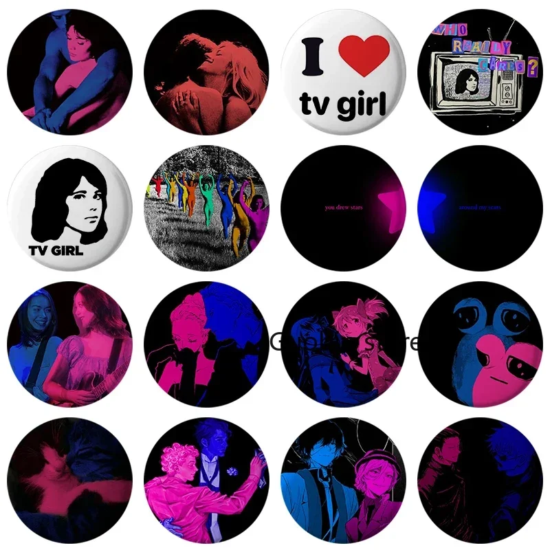 58mm Pop Tv Girl Who Cares realmente broche de botón suave broche de Collar de Metal joyería de decoración para amantes de las mujeres insignia redonda de dibujos animados para mochila