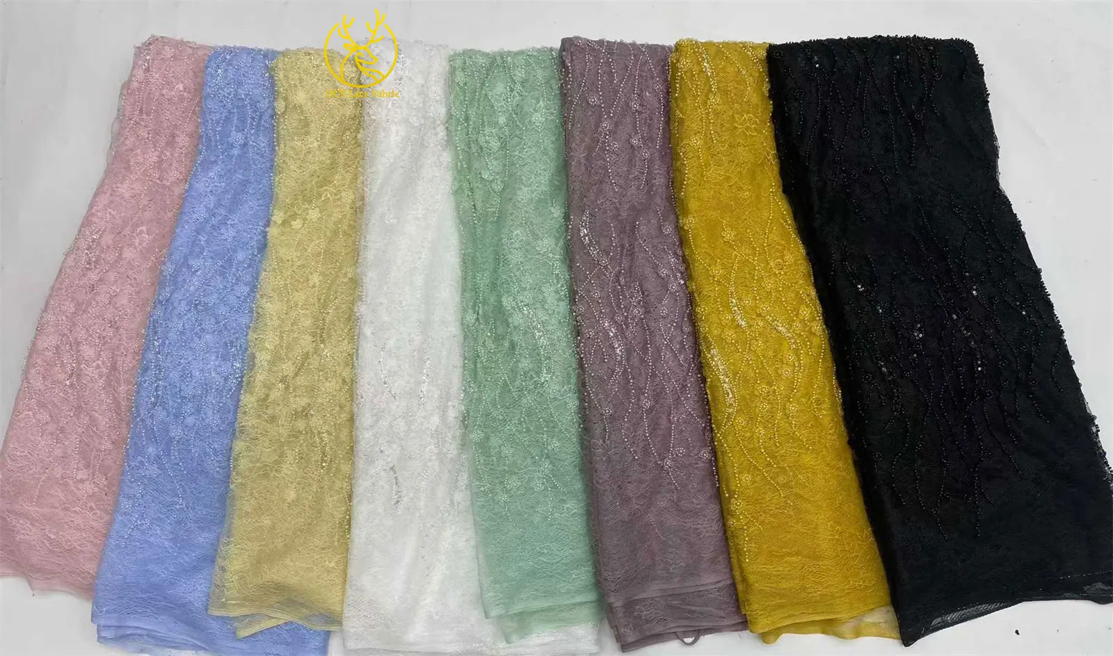 5 Yard Premium afrikanischer Perlen-Spitzenstoff, 2026 neuester afrikanischer Pailletten-Spitzenstoff, geeignet für Partykleider-Nähmaterialien. – Detail 20