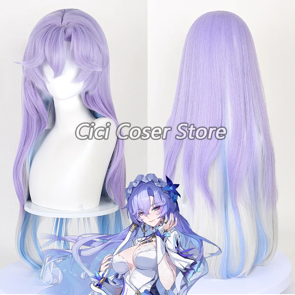 วูเธอริง เวฟส์ คันทาเรลลาคอสเพลย์วิกผมสีม่วงผมยาวตรงผู้หญิงปาร์ตี้ฮาโลวีนสวมบทบาทวิกผมสังเคราะห์ทนความร้อน
