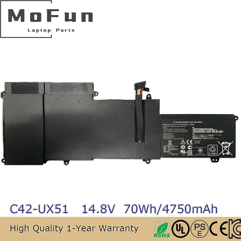 

Оригинальный аккумулятор C42-UX51, 70 Втч для ASUS ZenBook UX51 UX51V UX51VZ U500VZ CN035H CN032H CN025H DH71 CN036H CM042P