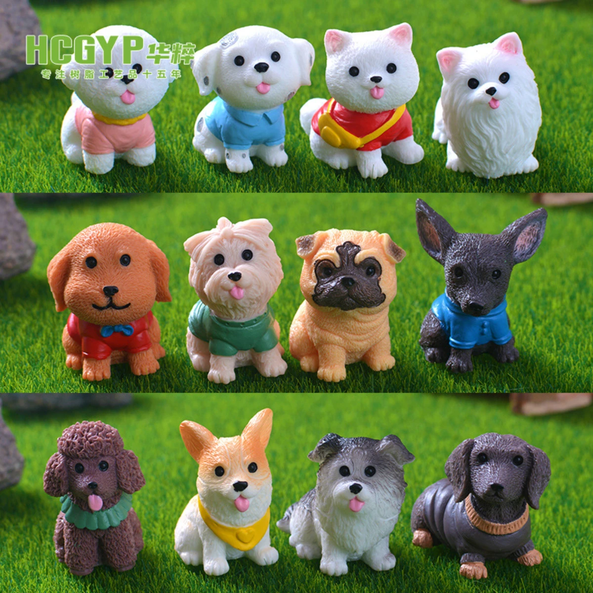 Randomly 5pcs Simulation cartoon cute color dog doll micro landscape gardening accessories Samoye Bomei corgi dIY accessories
