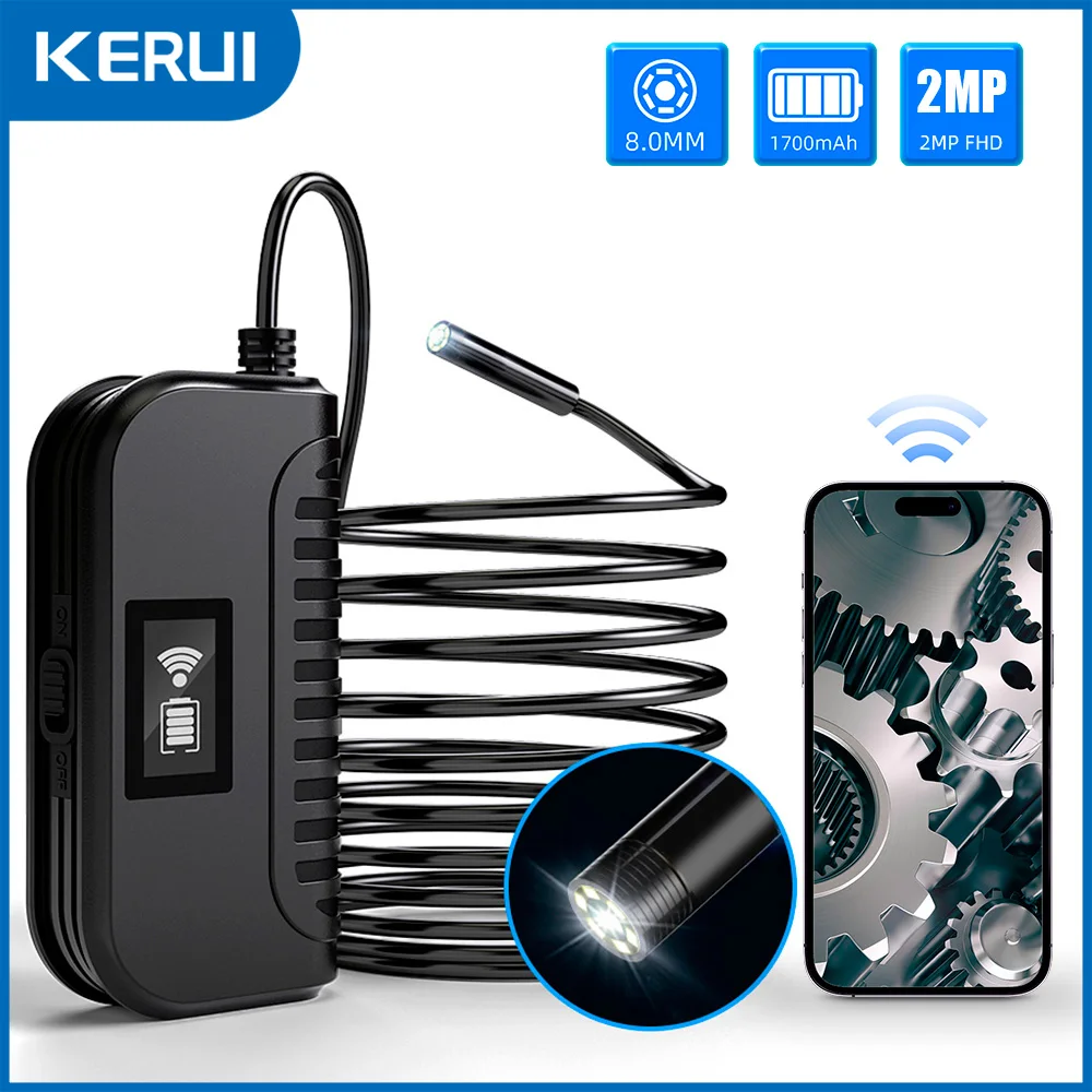 KERUI Endoscope Camera Single/Dual Lens Led Light IP67 Borescope Industry Inspection Camera For iPhone iPad IOS & Android Type-c