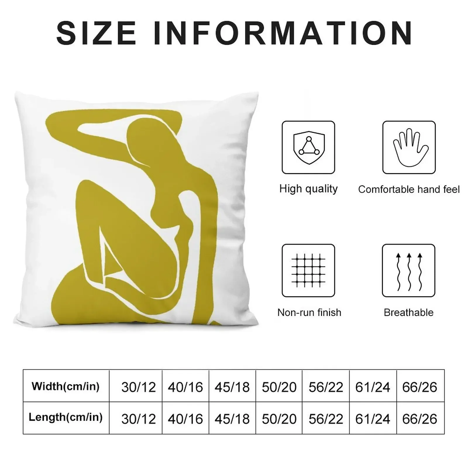 Matisse Cut Out Figure #1 Mustard Yellow Throw Pillow Cushions For Children Pillow Case pillow