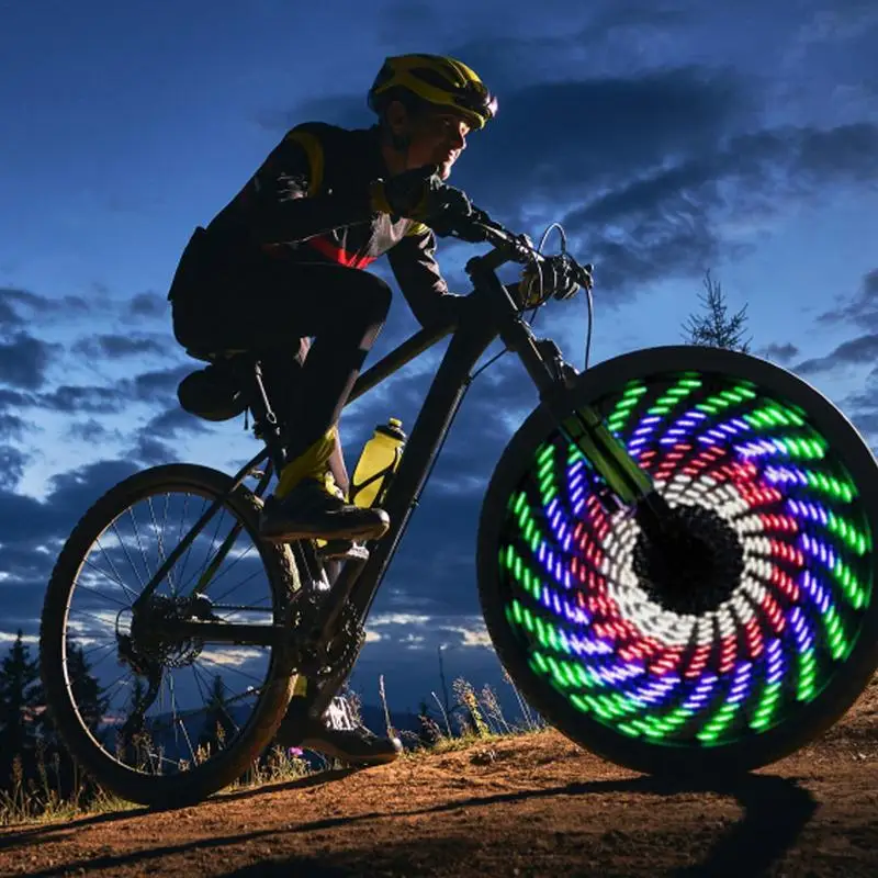 Spoke Lights For Bikes 64LED Bike Wheel Lights Bicycle Tire Light With 30pcs Changes Patterns Bicycle Riding Rim Lights