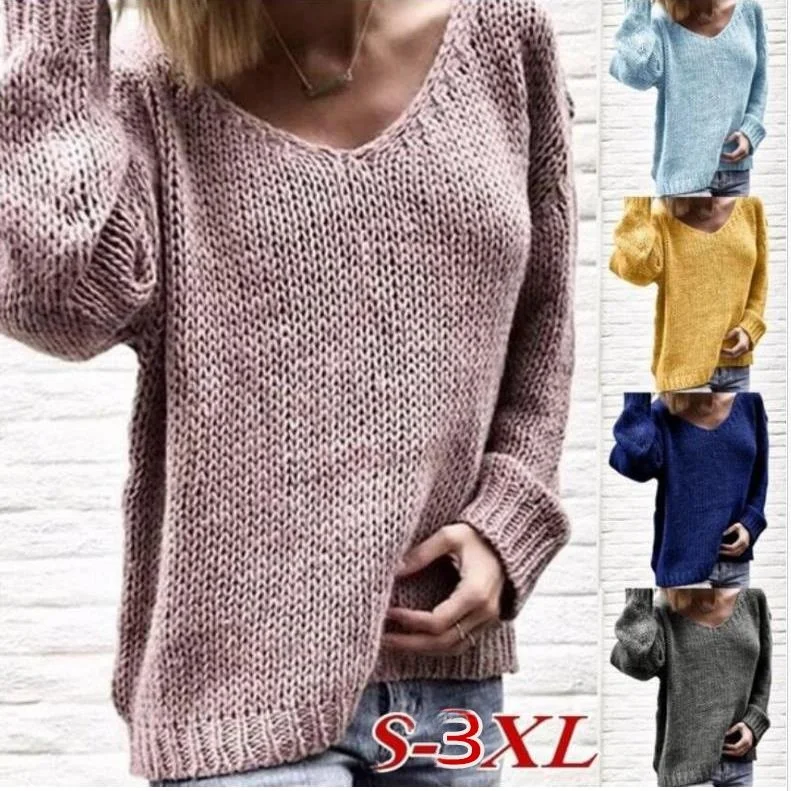 

Women's Knitted Sweater Top Solo Commute Sle Regular Fit Medium Thin Pure Color Winter Faion Ladies' Knitwear