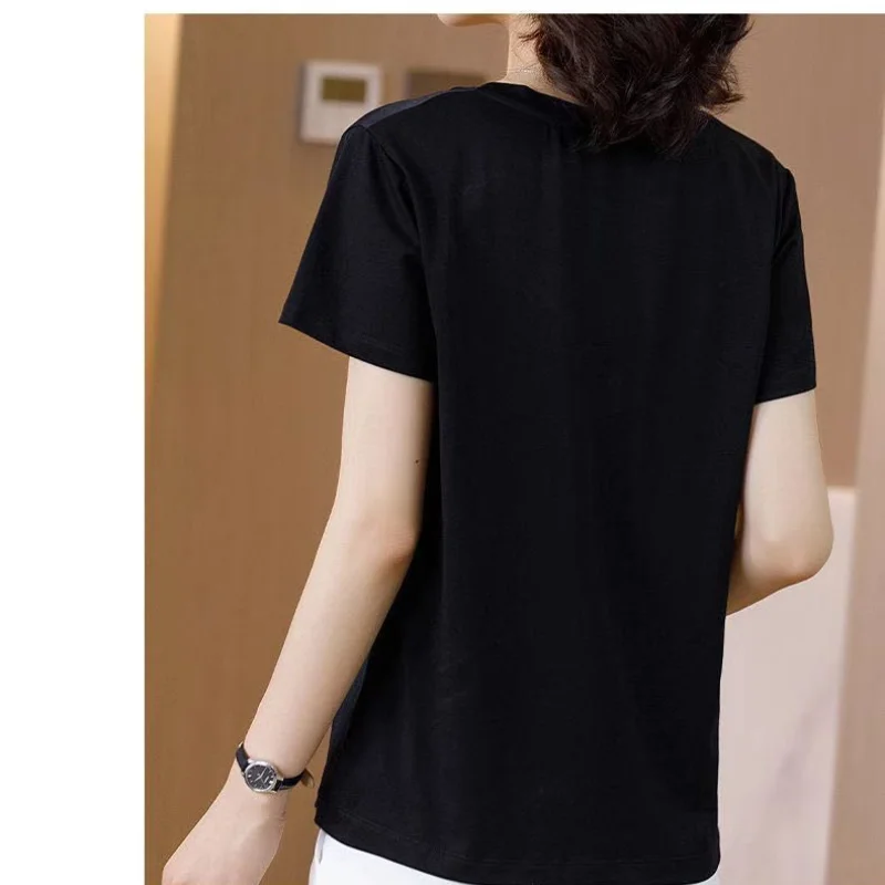 Summer Oversized Women\'s Clothing Fashion Printing Simplicity Round Neck Short Sleeve Commuter Versatile Temperament T-shirt