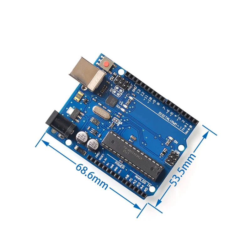 Un juego de alta calidad UNO R3, caja oficial ATMEGA16U2 + Chip Mega328P para placa de desarrollo Arduino UNO R3 + CABLE USB