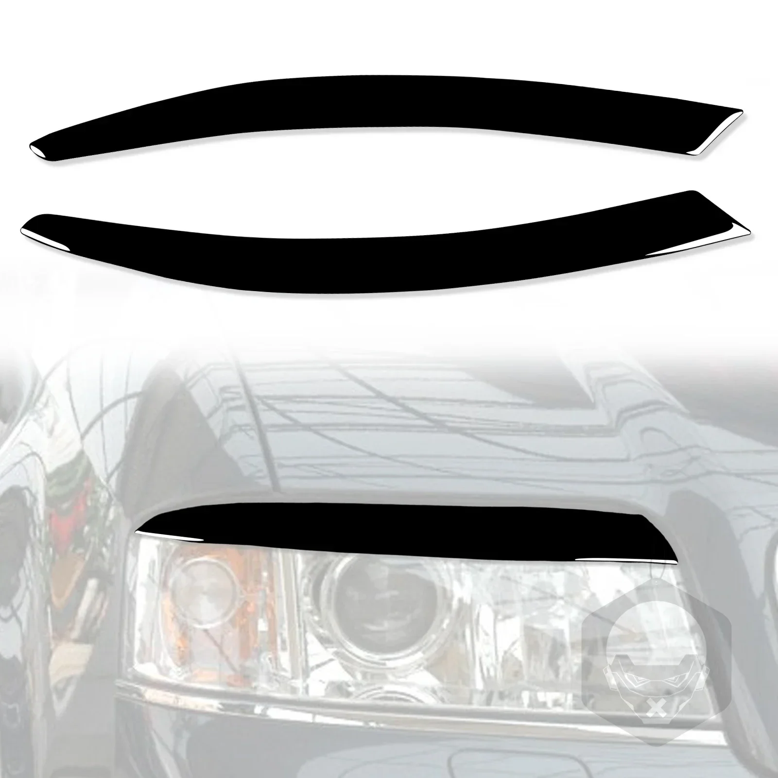 2Pcs Piano Black Car Headlight Eyebrows Eyelid Cover Trim Stickers For Audi A6 C6 4F 2004 2005 2006 2007 2008 2009 Accessories