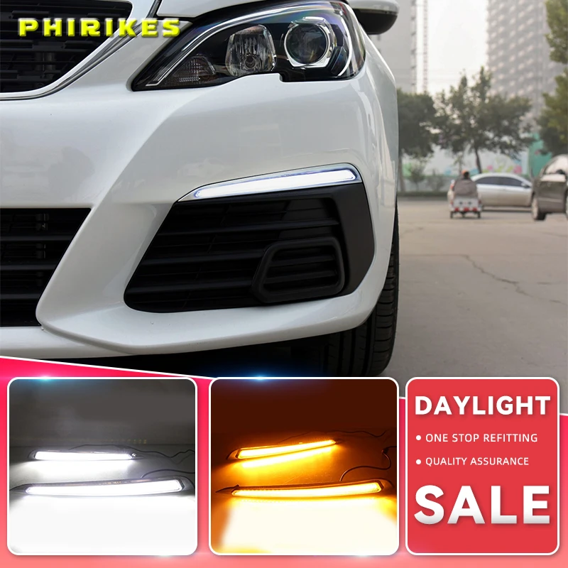 

2Pcs Daylight For Peugeot 308 2016 2017 DRL Daytime Running Lights fog lamp cover headlight 12V Daylight