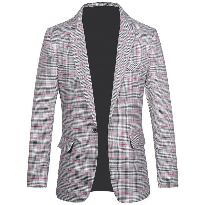 

Клетчатое пальто, короткие мужские пиджаки, модная модная мужская одежда 2025 года, красивая оригинальная одежда, простой пиджак, новый мужской пиджак