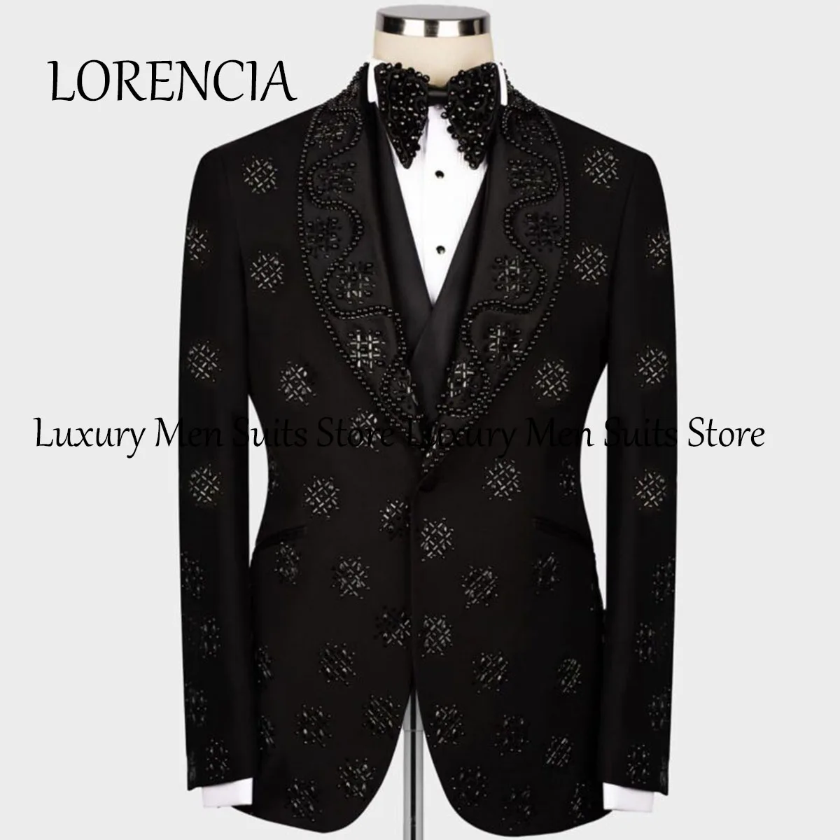 Glitter Crystals Men Suits Double Breasted Groom Wedding Tuxedos 2 Pieces Sets Bridegroom Prom Blazers Fashion Terno Masculino