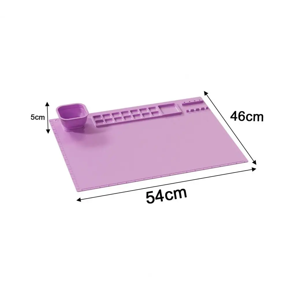 Silicone Painting Mat with Water Cup Brush Holder 14 Wells Washable Artist Kids DIY Painting Art Mat Drawing Supplies Kids Gifts image 6