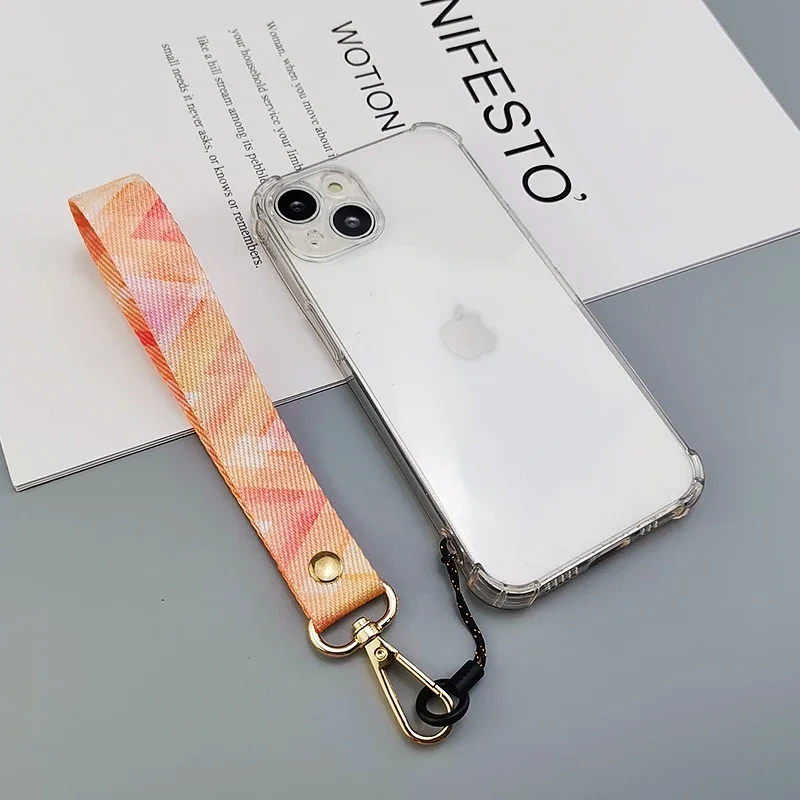Mobile Phone Lanyard Short Wrist Hand Broadband Phone Universal Belt Clip Anti-lost Sling Female Creative Retro Pattern Lanyard
