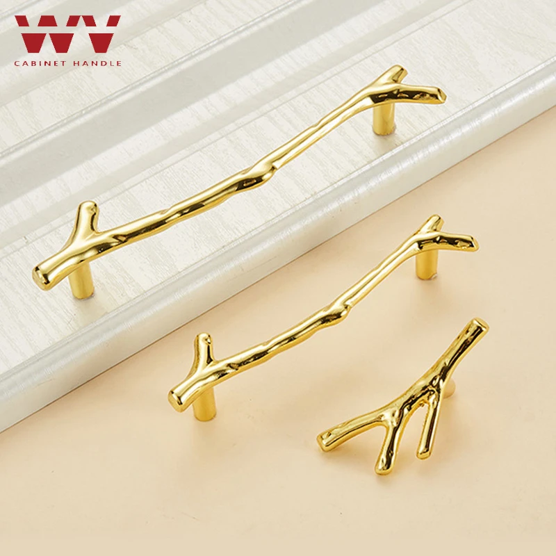 WV Gold Tree Branch Kitchen Cabinet Storage Handle Antique Door Closet Dressers Wardrobe Furniture Handles Drawer Knobs Pulls