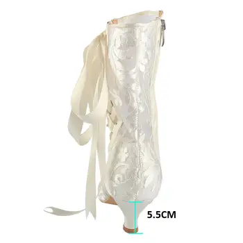 Wedopus 訂製浪漫花卉絲帶繫帶高跟婚靴 美麗花朵蕾絲新娘靴 8厘米/5厘米 8 最佳銷售 花卉靴 - №3