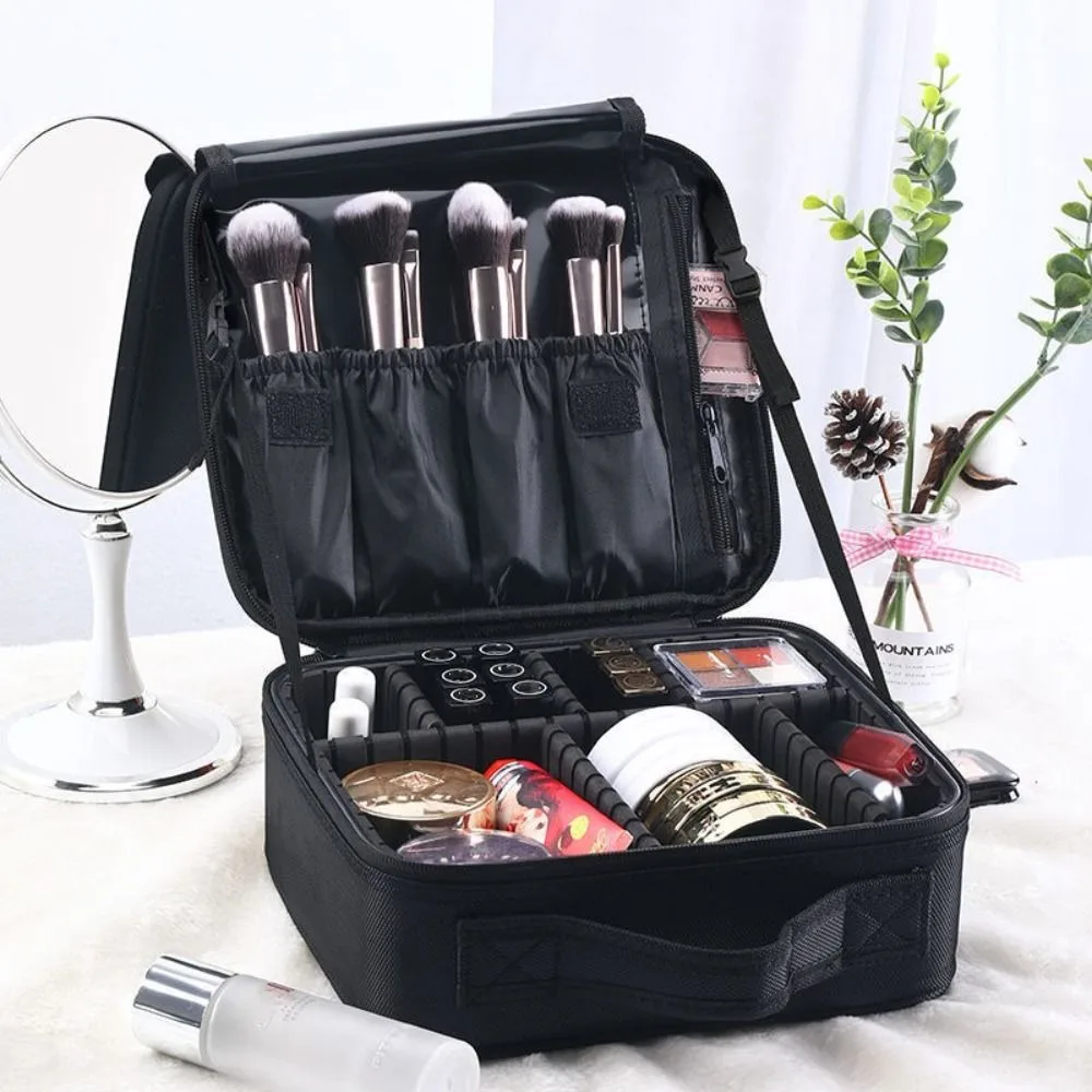 

Oxford Cloth Makeup Bag​​ Large Capacity With Adjustable Dividers ​​Toiletry Bag​​ ​​Durable​​ Waterproo Cosmetic Case​​